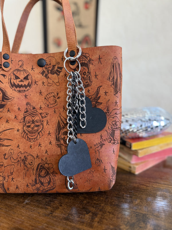 Heart and Chain Bag Charms
