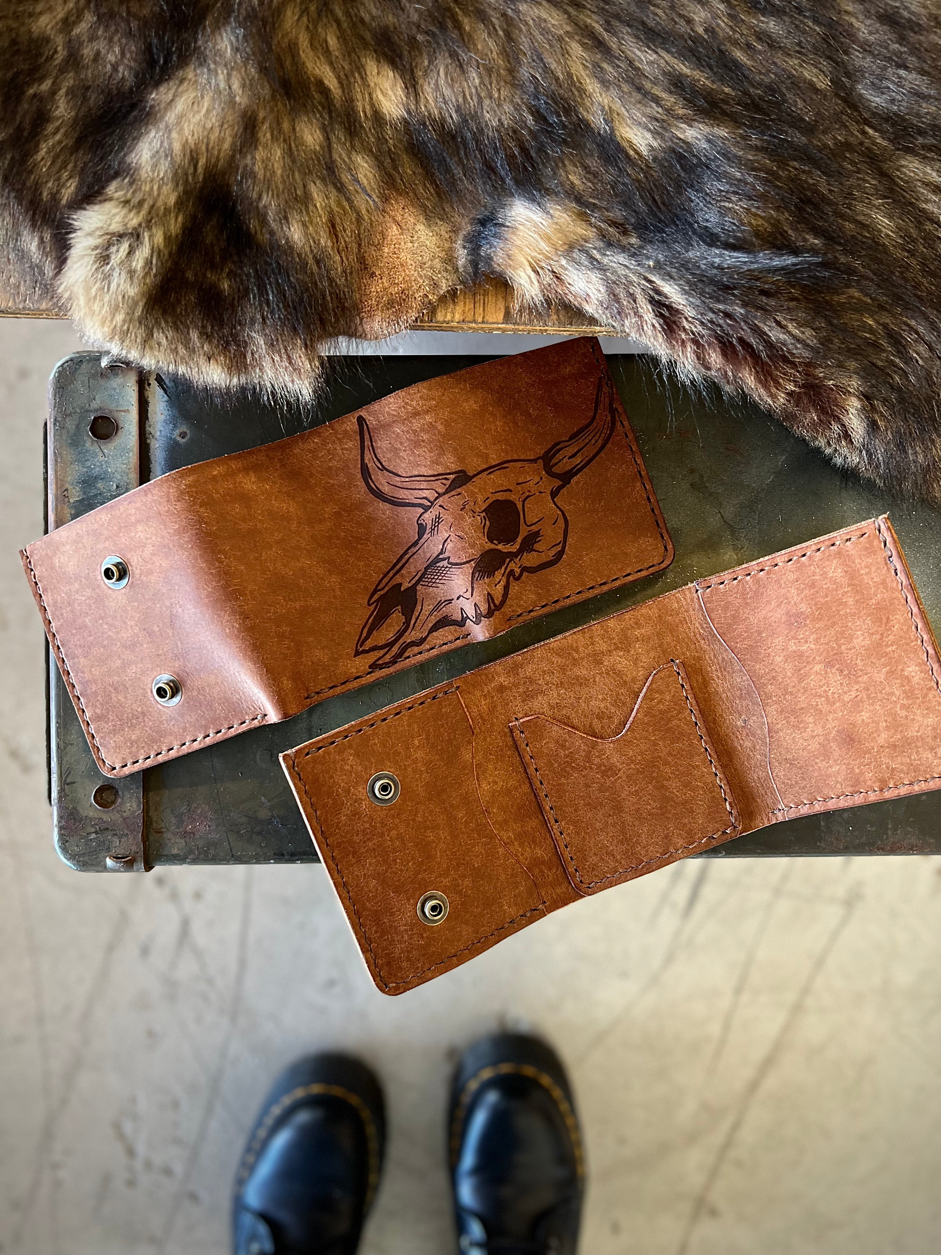 Trifold Wallet: Cowskull
