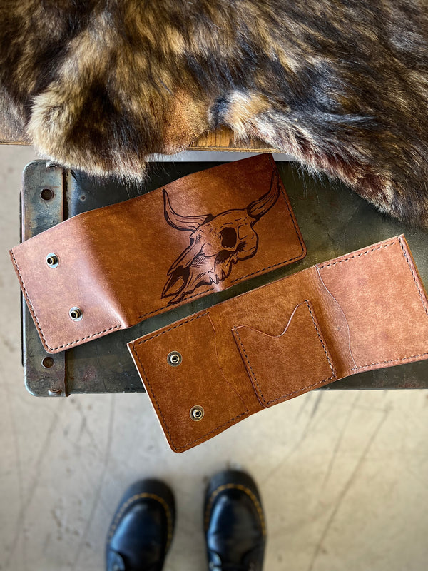 Trifold Wallet: Cowskull