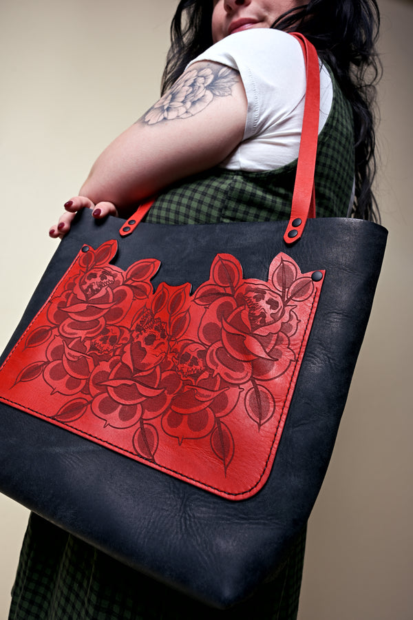 The Work Tote: Skulls in Roses