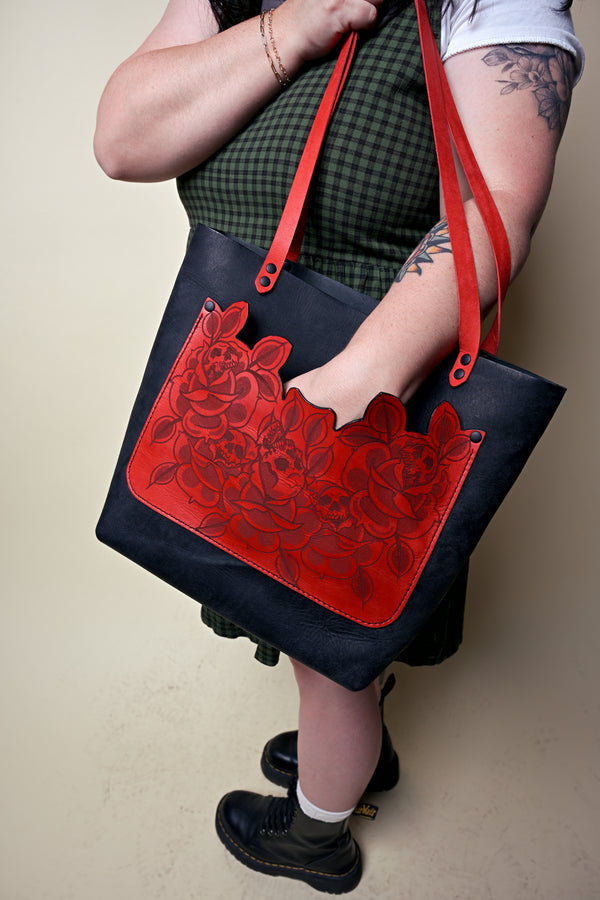 The Work Tote: Skulls in Roses