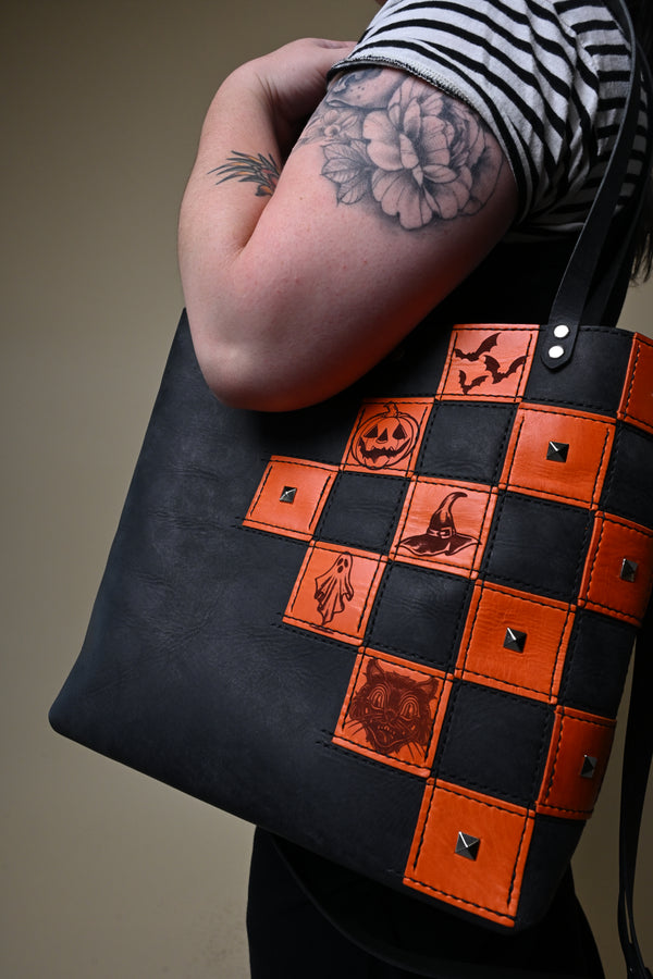 Encore Tour Tote: Orange Checker Print Patches