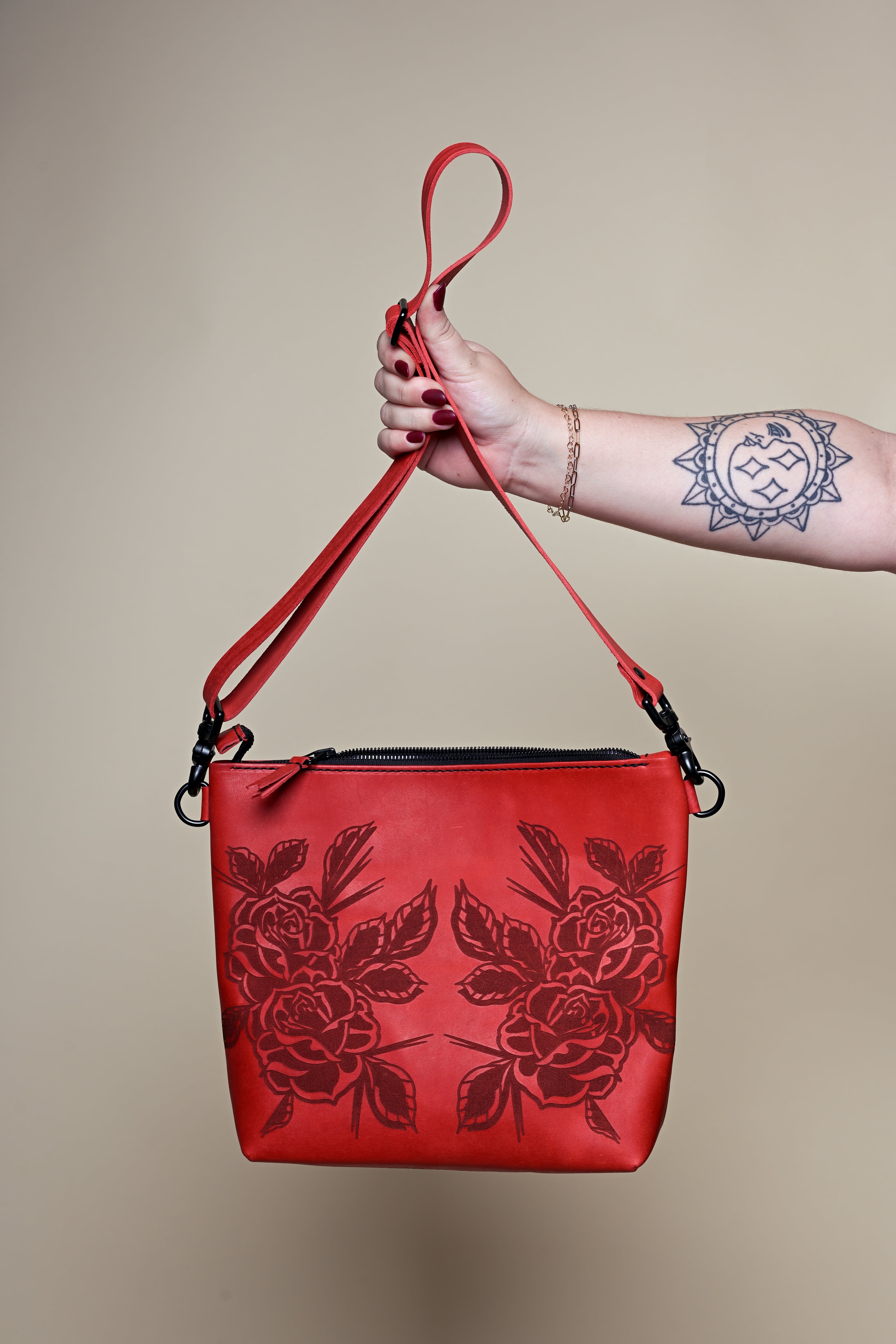 The Lola Zip Crossbody: Twin Roses