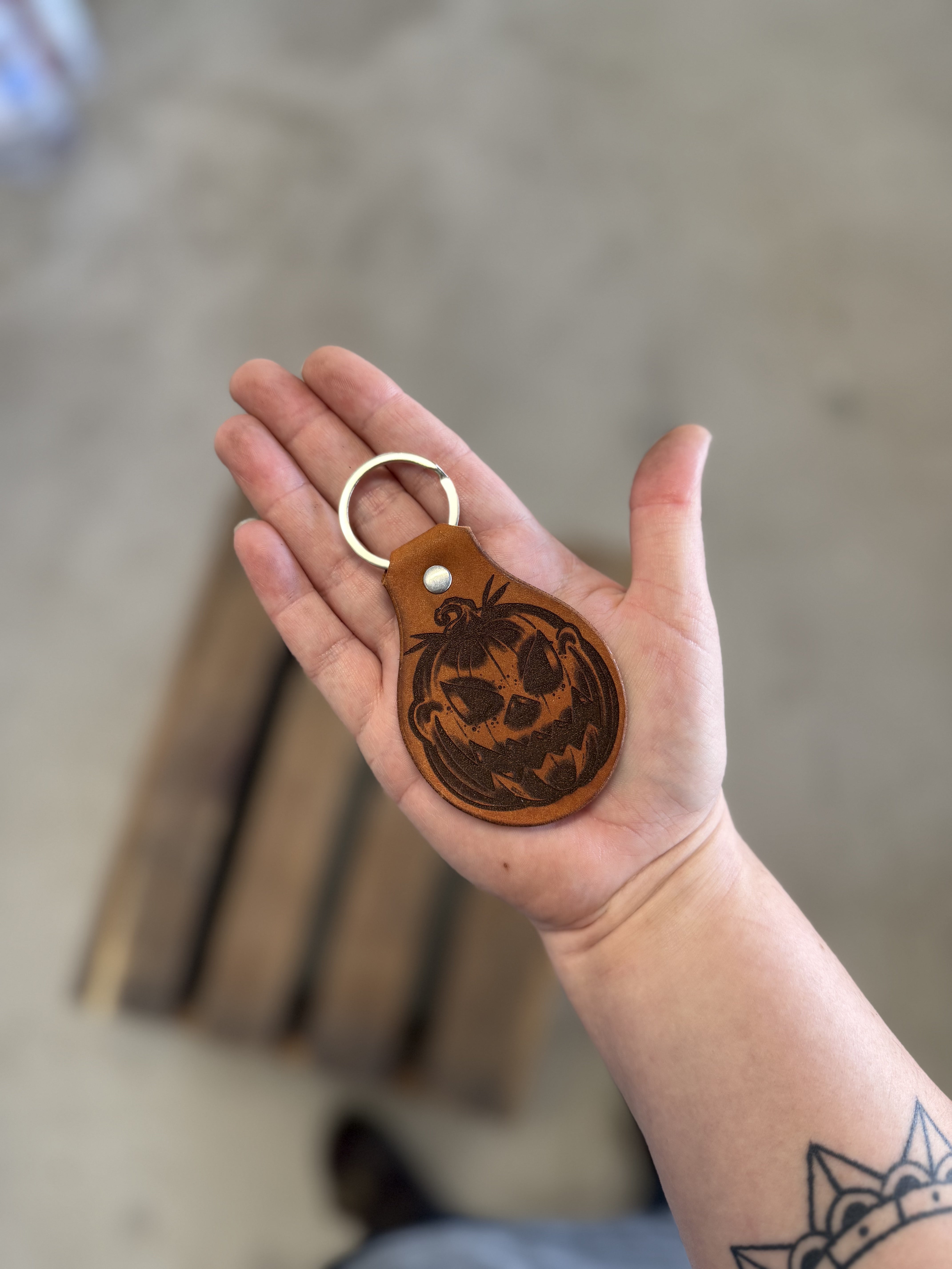 Engraved Keychain: Jack O Lantern (ready to ship)