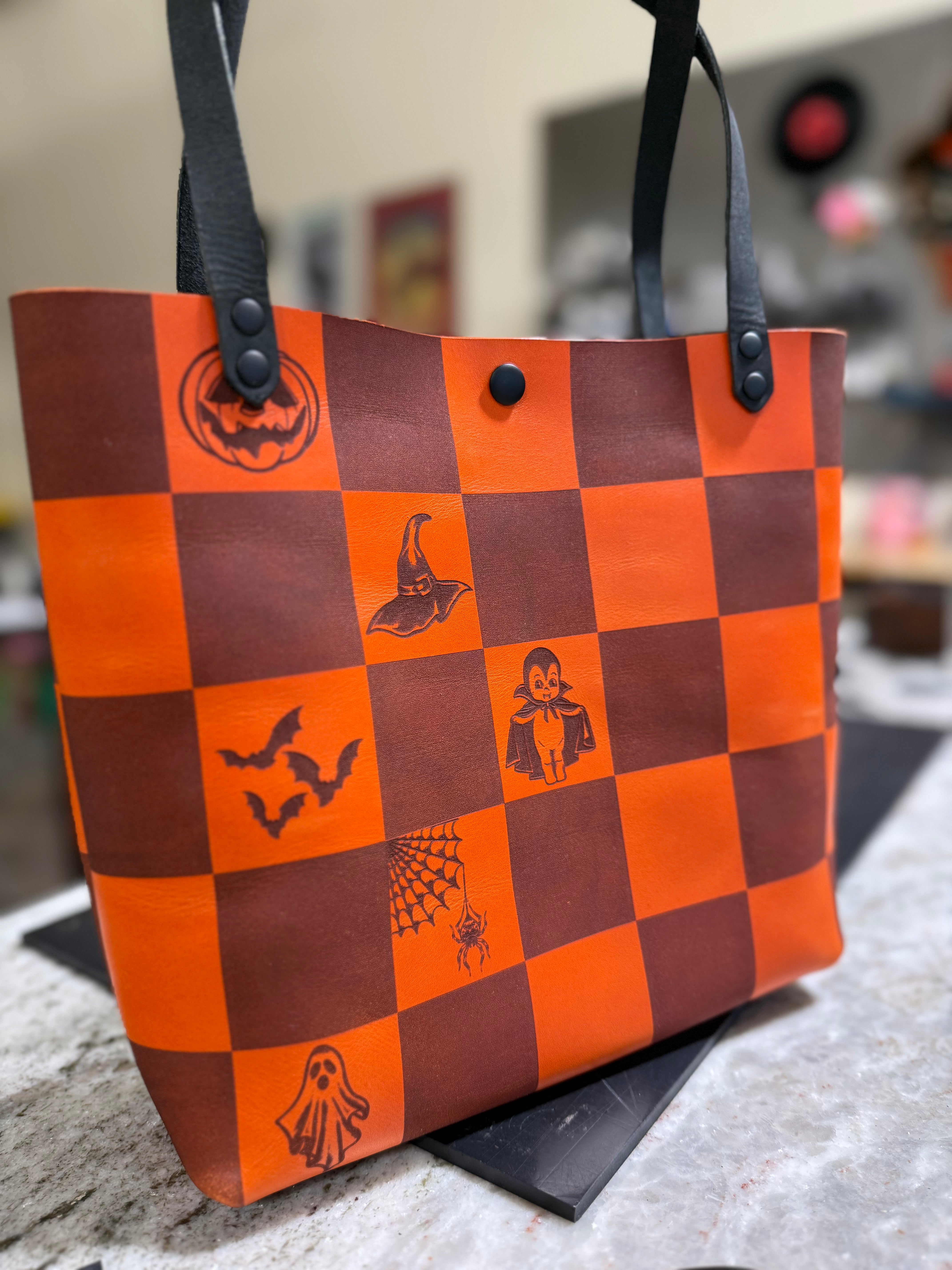 Tour Tote: Orange Checker Print (limited edition)