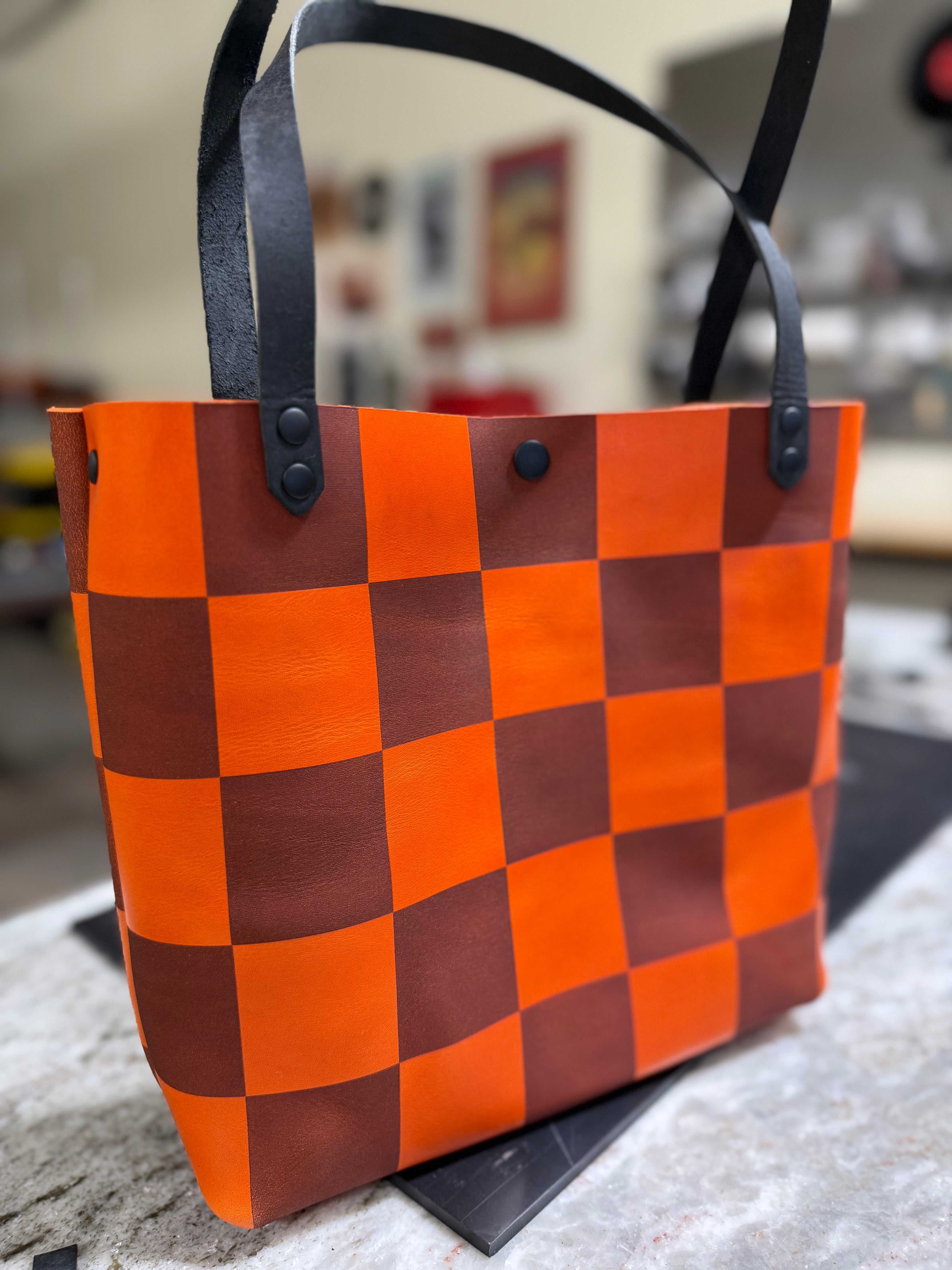 Tour Tote: Orange Checker Print (limited edition)