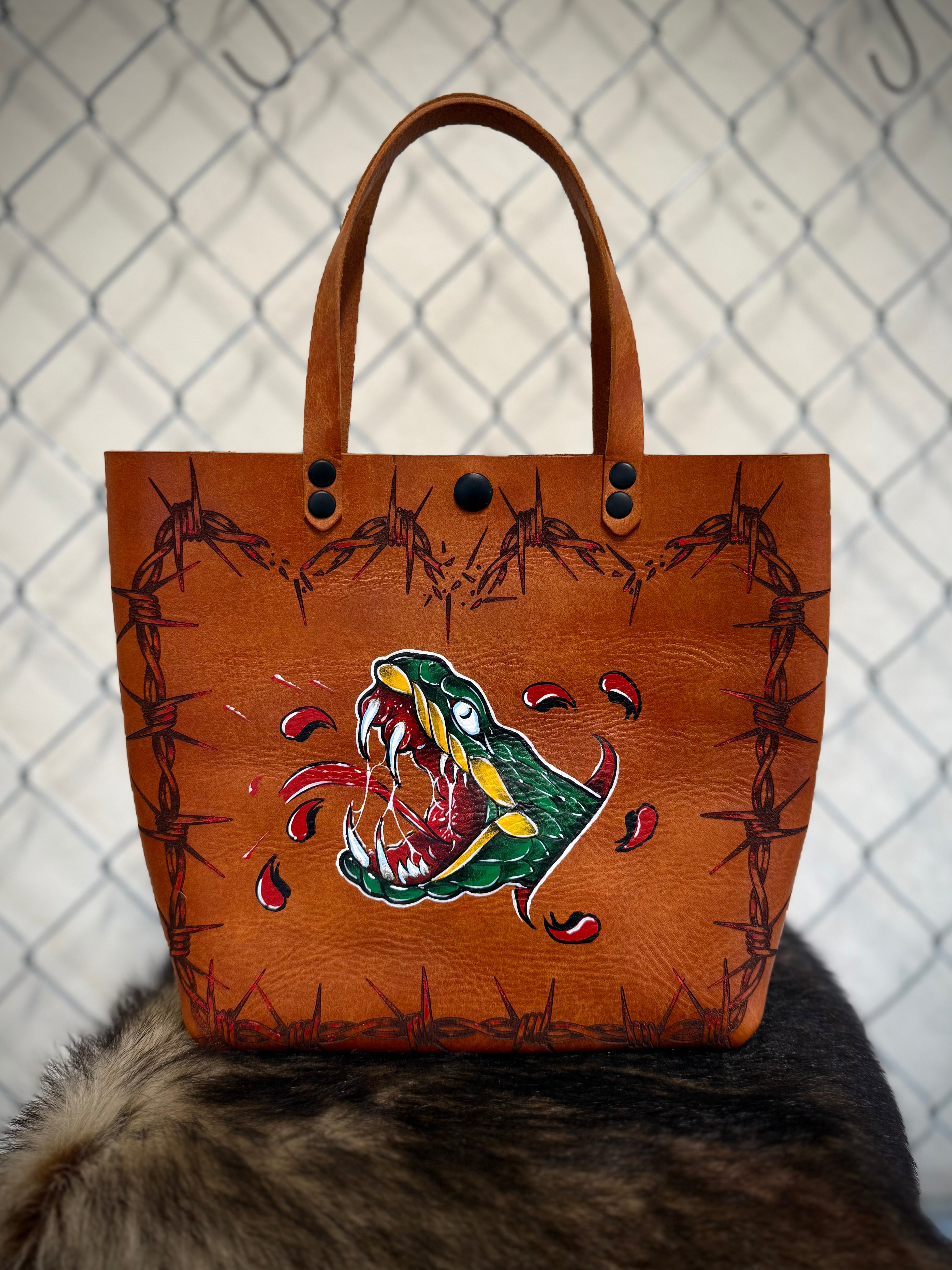 Classic Mini Tote: Barbed Wire Snake (ready to ship)