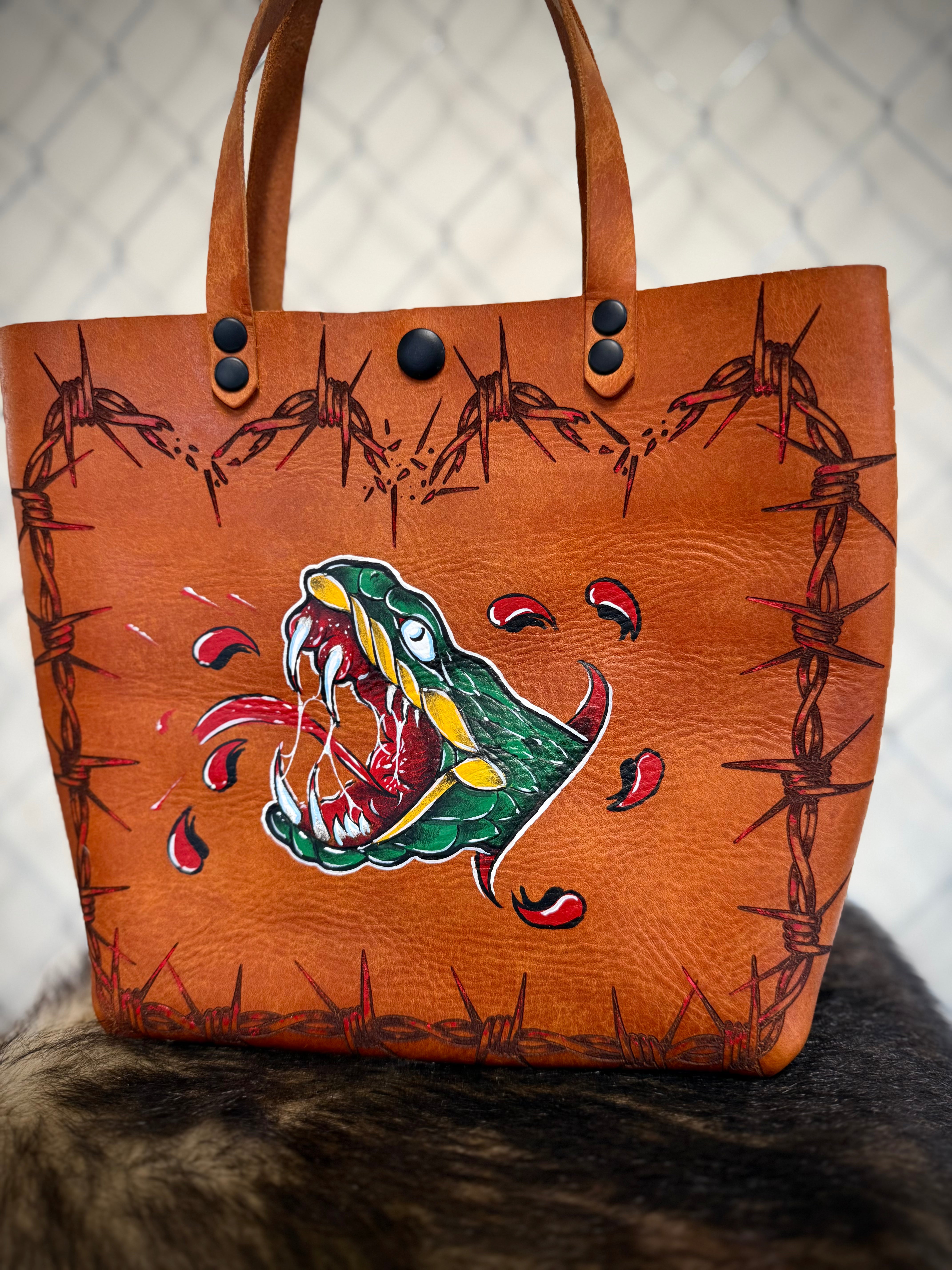 Classic Mini Tote: Barbed Wire Snake (ready to ship)