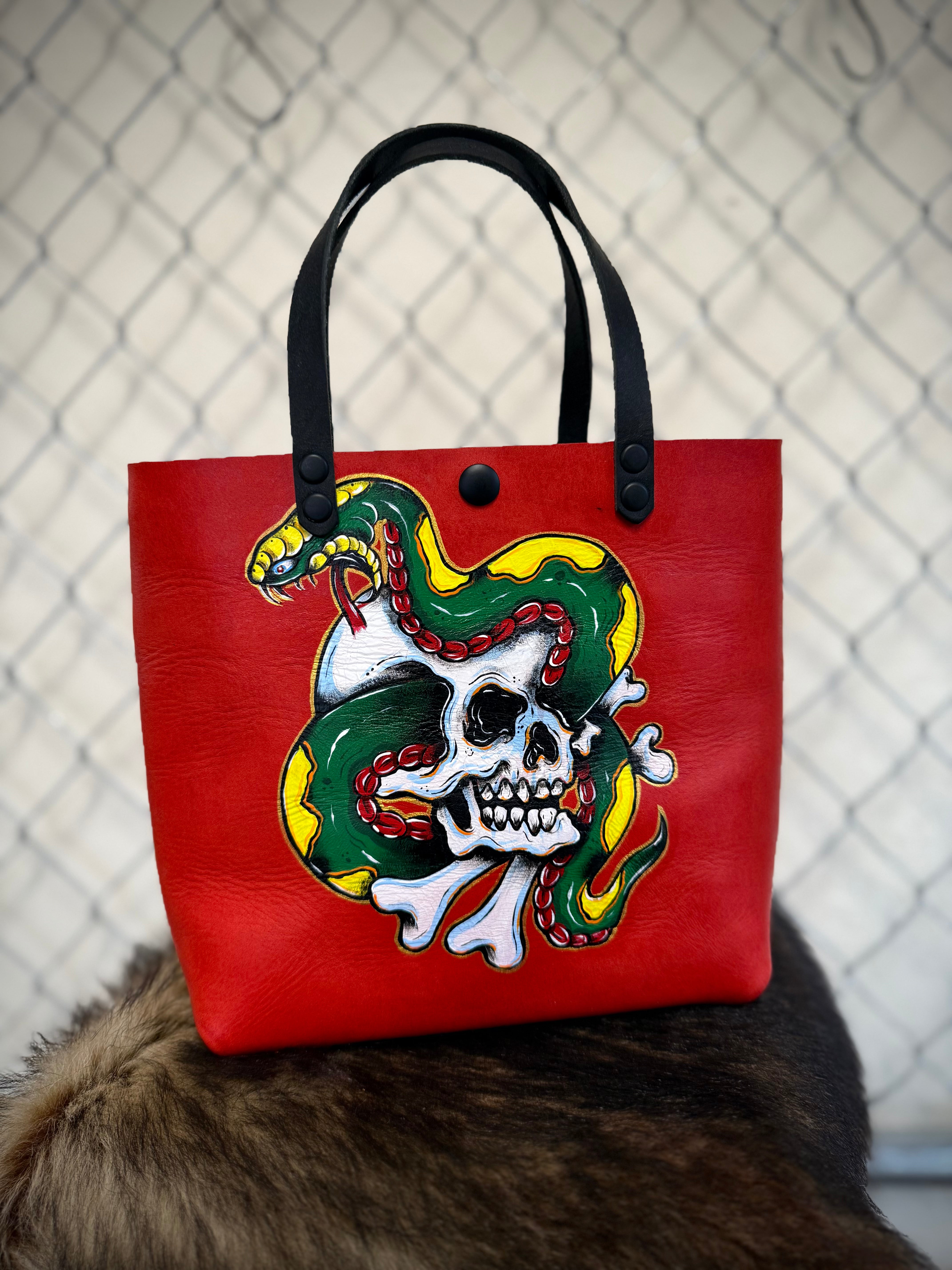 Classic Mini Tote: Snake Skull (ready to ship)