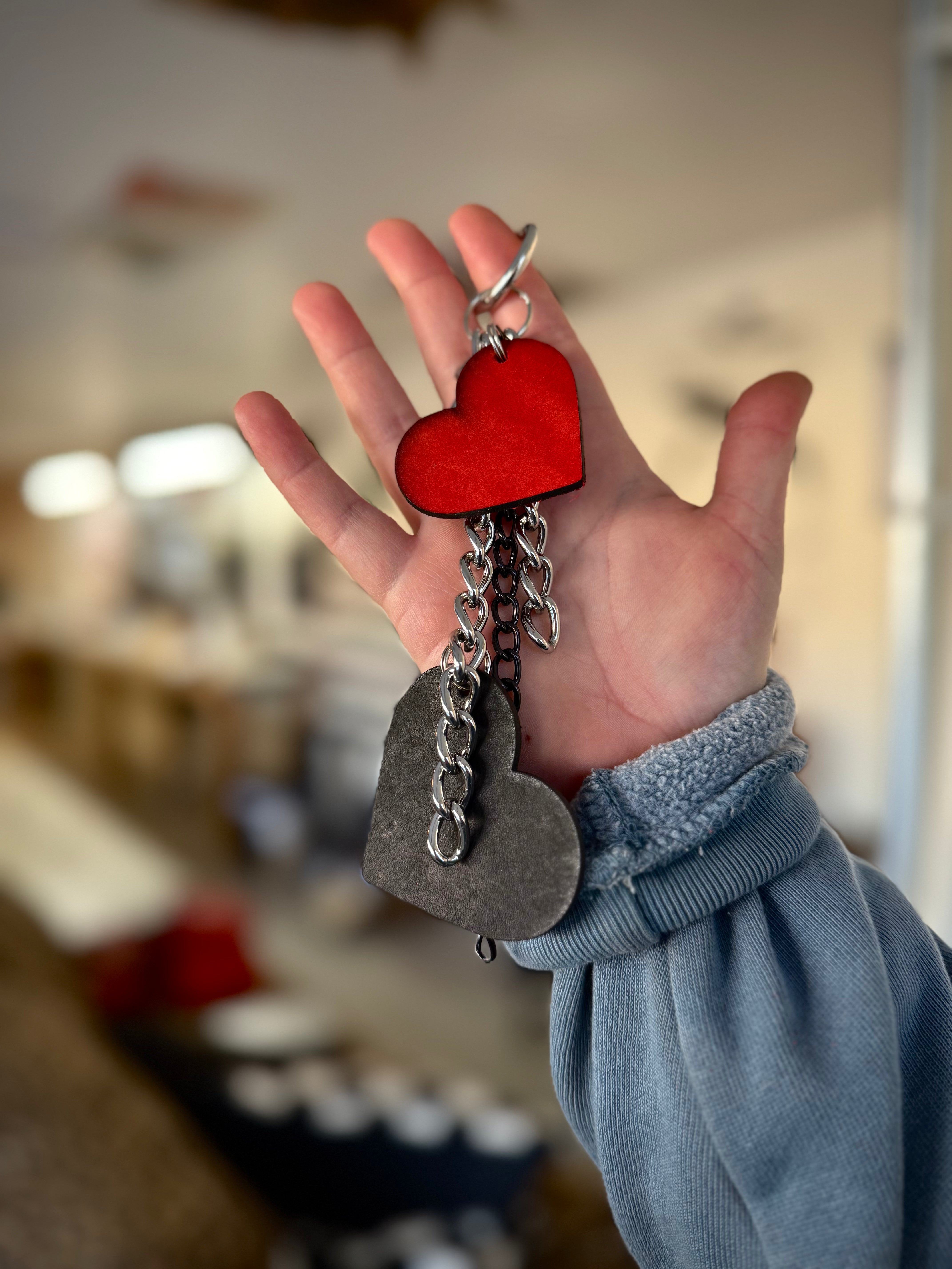 Heart and Chain Bag Charms