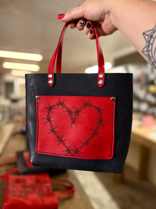 Pocket Mini Tote: Barbed Wire Heart