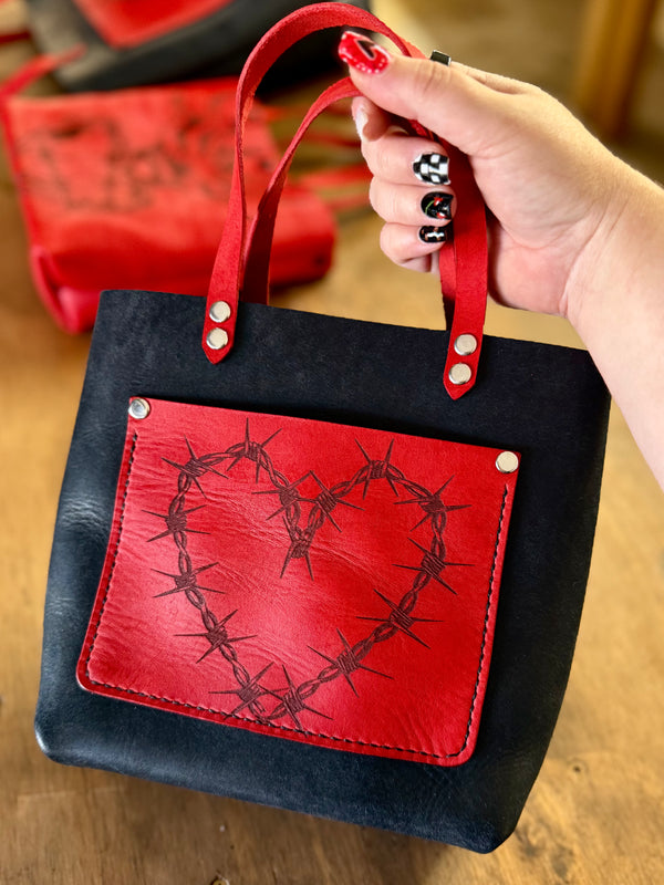 Pocket Mini Tote: Barbed Wire Heart
