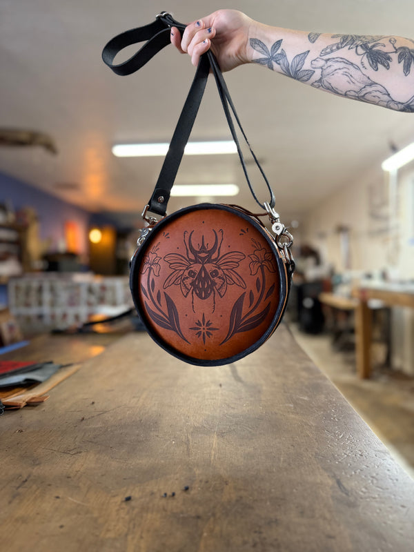 The Rebel Circle Bag: Skull Beetle (ready to ship)