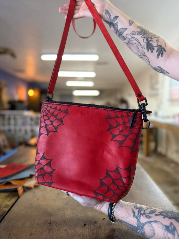The Lola Zip Crossbody: Spiderwebs (ready to ship)