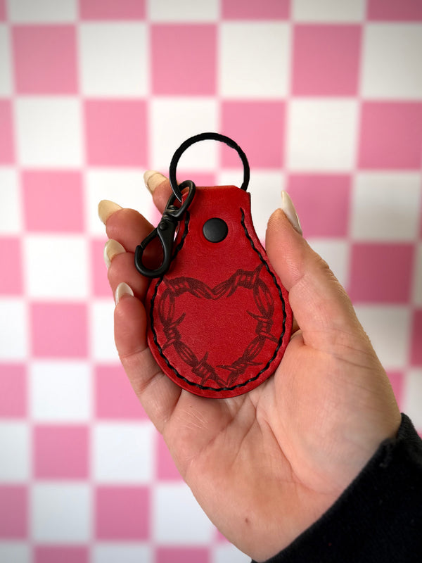 Slow Ride Key Fob: Barbed Wire Heart (ready to ship)