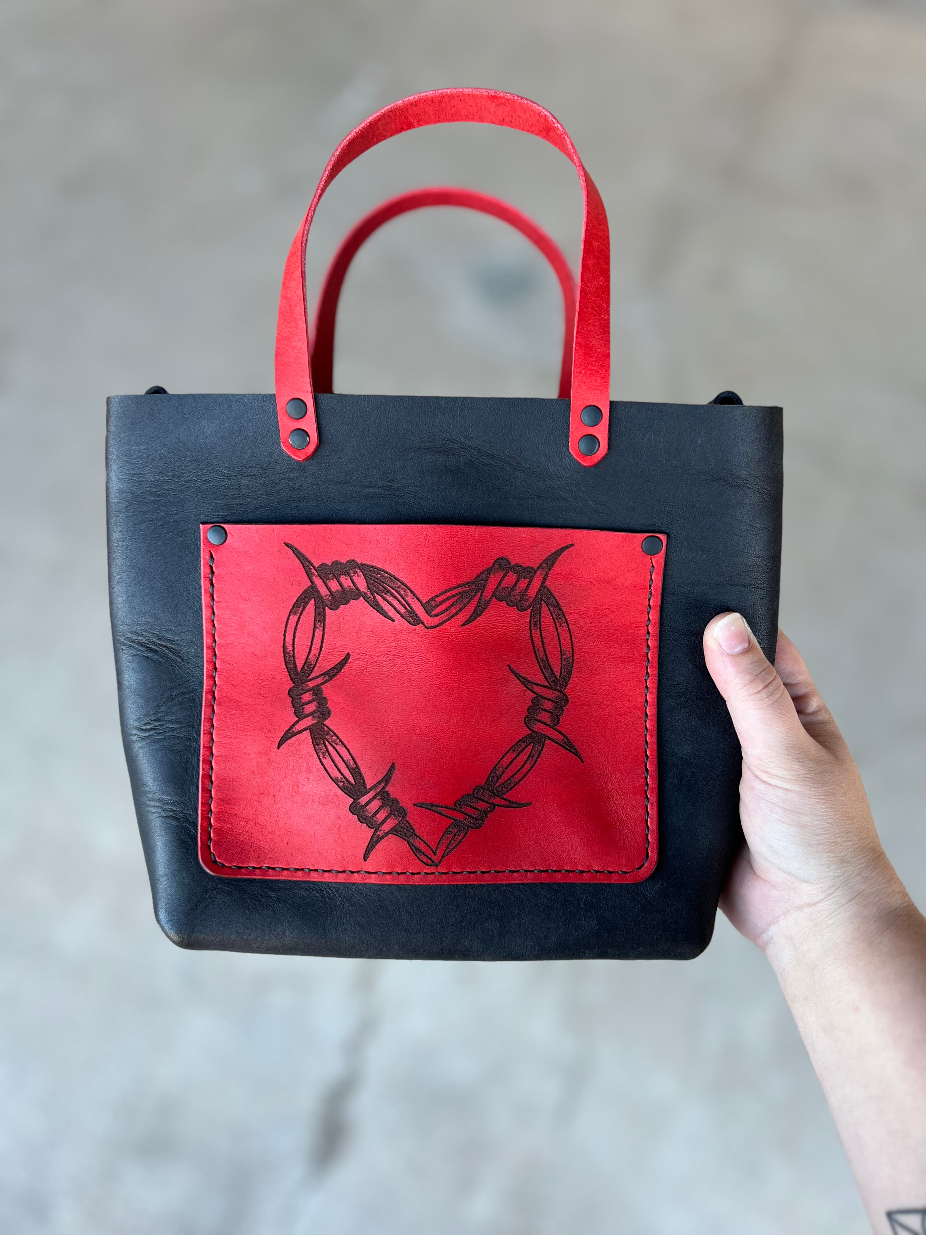 Pocket Mini Tote: Barbed Wire Heart