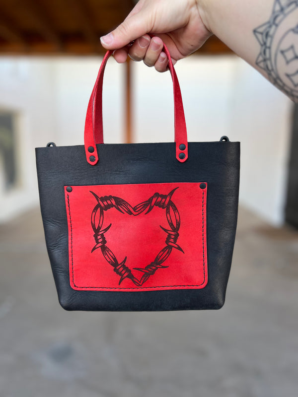 Pocket Mini Tote: Barbed Wire Heart