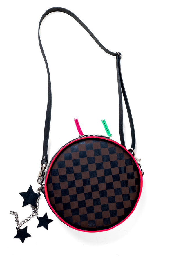The Rebel Circle Bag: Neon Checker Print